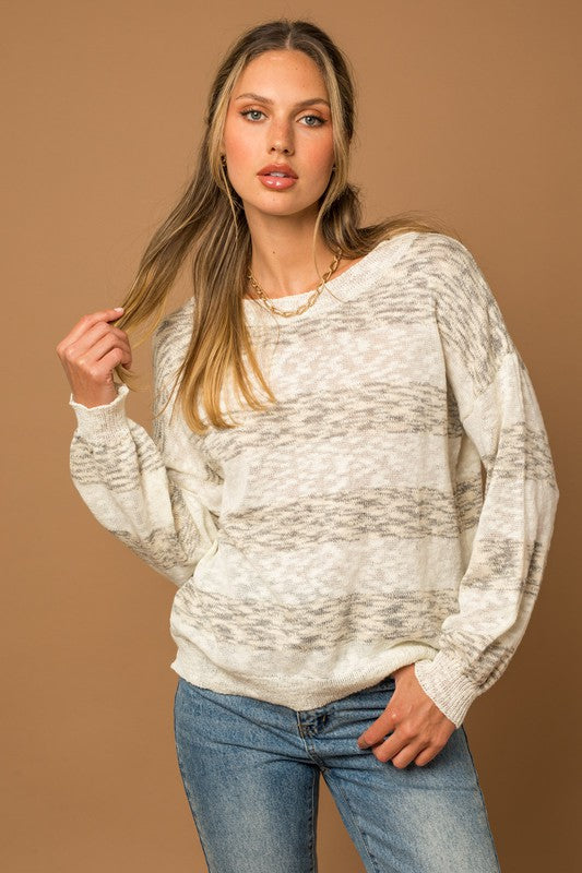 Striped Oversized Sweater - Happily Ever Atchison Shop Co.  