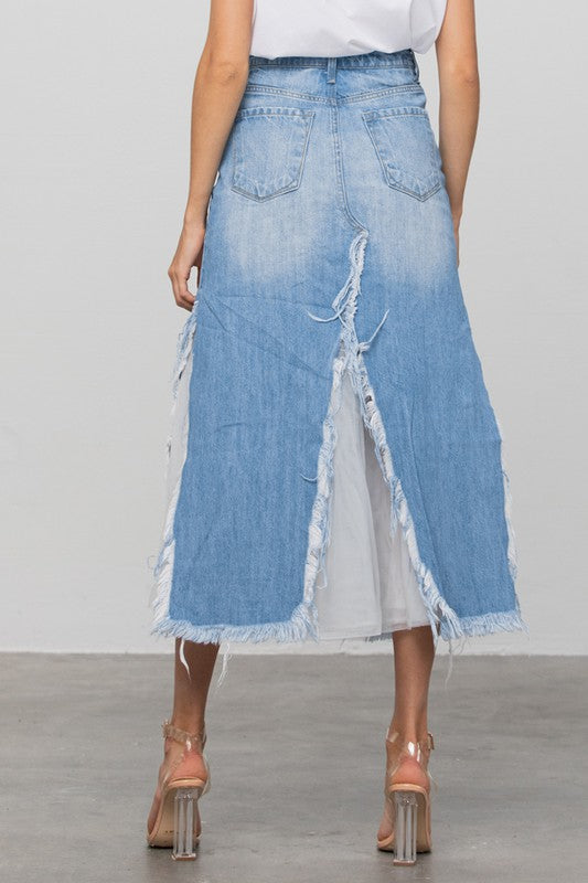 LONG LENGTH DENIM SKIRT