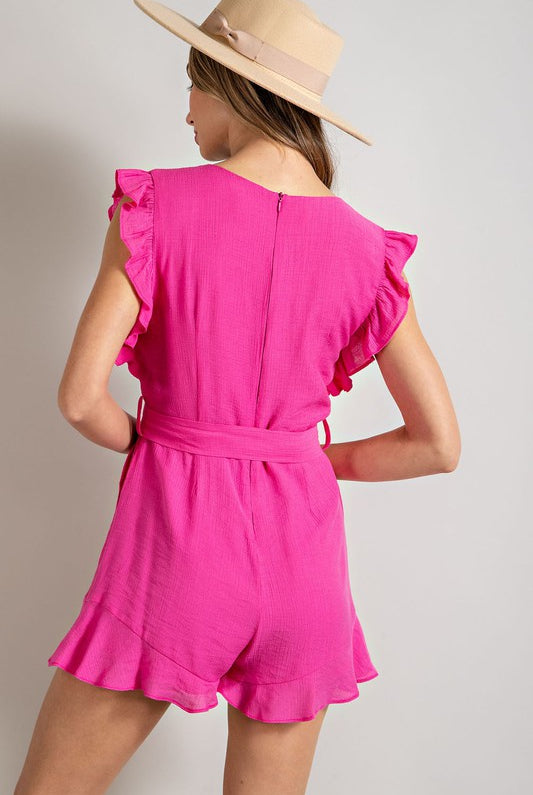 V-neck Ruffled Waist Tie Romper - Happily Ever Atchison Shop Co.  