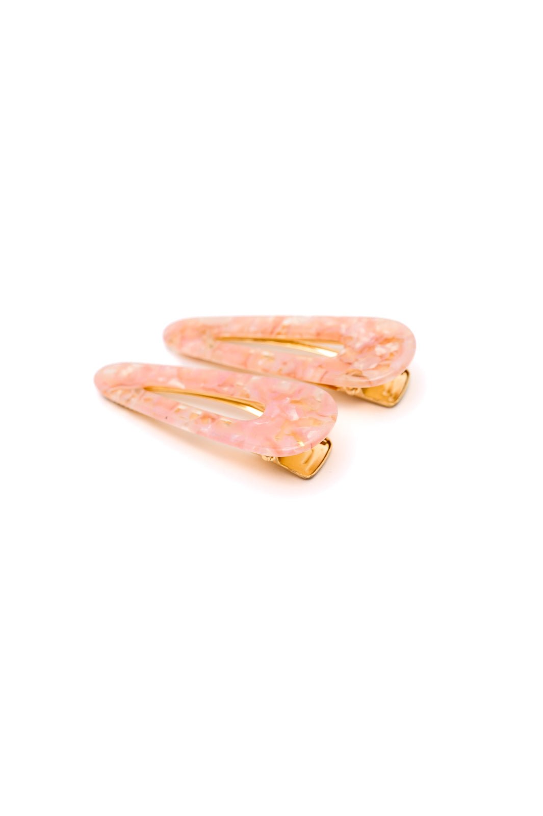 2 Pack Teardrop Hair Clip in Pink Shell - Happily Ever Atchison Shop Co.