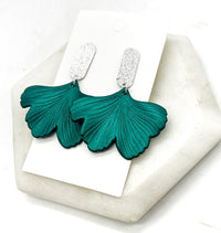 Peacock Blue Ginkgo Leaf Acrylic Earrings - Happily Ever Atchison Shop Co.  