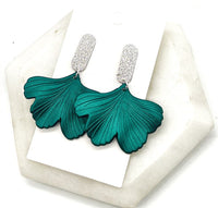 Peacock Blue Ginkgo Leaf Acrylic Earrings - Happily Ever Atchison Shop Co.  