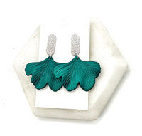 Peacock Blue Ginkgo Leaf Acrylic Earrings - Happily Ever Atchison Shop Co.  