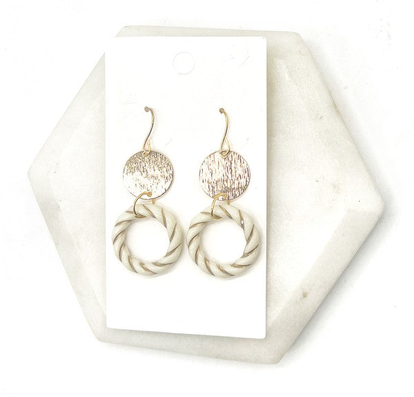 White Gold Twist Acrylic Metal Earrings - Happily Ever Atchison Shop Co.  