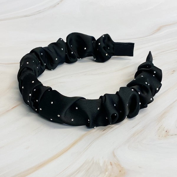 Scrunched Satin Jewel Dotted Headband - Happily Ever Atchison Shop Co.  