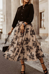 Embroidered High Waist lined Black  Maxi Skirt - Happily Ever Atchison Shop Co.  