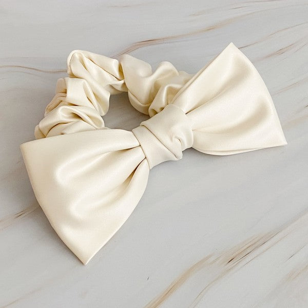 Satin Bow Tie Hair Scrunch - Happily Ever Atchison Shop Co.  