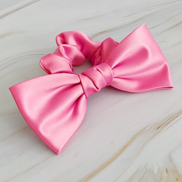 Satin Bow Tie Hair Scrunch - Happily Ever Atchison Shop Co.  