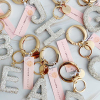 It Girl Glam Initial Key Chain - Crystal Clear