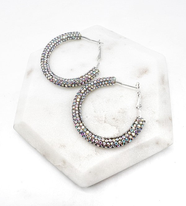 Silver Iridescent Glitter Hoop Earrings - Happily Ever Atchison Shop Co.  