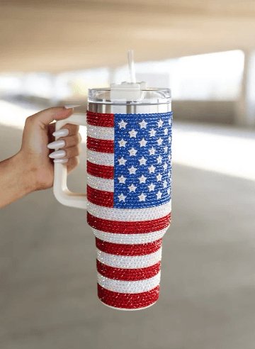 40OZ "ALL AMERICAN" Rhinestone Tumbler - Happily Ever Atchison Shop Co.