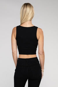 Cotton Square Neck Cropped Cami Top - Happily Ever Atchison Shop Co.