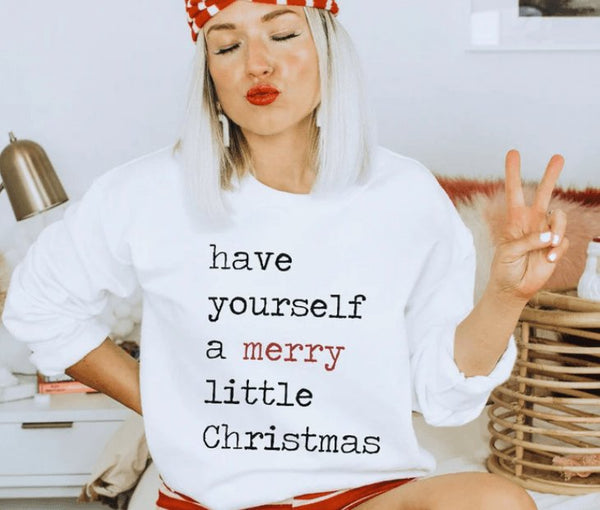 A Merry Little Christmas Graphic Sweatshirt - Happily Ever Atchison Shop Co.