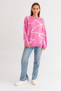 Abstract Pattern Oversized Sweater Top - Happily Ever Atchison Shop Co.