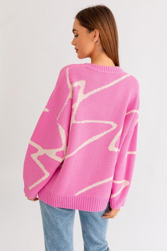 Abstract Pattern Oversized Sweater Top - Happily Ever Atchison Shop Co.