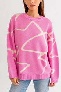 Abstract Pattern Oversized Sweater Top - Happily Ever Atchison Shop Co.