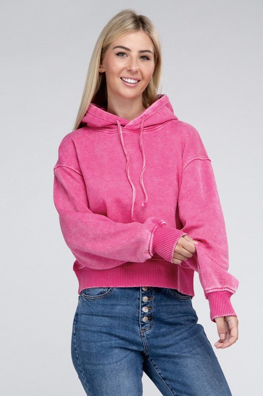 Acid Wash Fleece Hoodie - Happily Ever Atchison Shop Co.