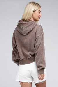 Acid Wash Fleece Hoodie - Happily Ever Atchison Shop Co.