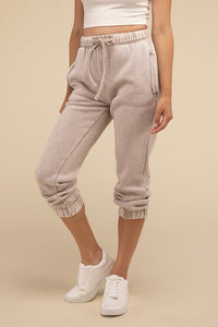 Acid Wash Fleece Sweatpants with Pockets - Happily Ever Atchison Shop Co.