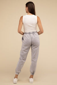 Acid Wash Fleece Sweatpants with Pockets - Happily Ever Atchison Shop Co.