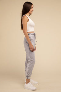 Acid Wash Fleece Sweatpants with Pockets - Happily Ever Atchison Shop Co.