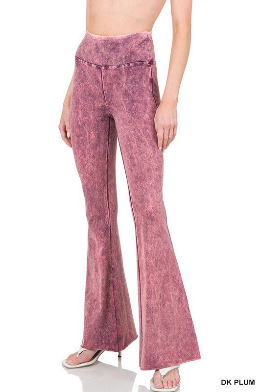 Acid Wash High Waist Raw Edge Hem Pants - Happily Ever Atchison Shop Co.