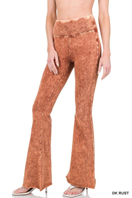 Acid Wash High Waist Raw Edge Hem Pants - Happily Ever Atchison Shop Co.