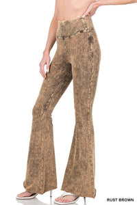 Acid Wash High Waist Raw Edge Hem Pants - Happily Ever Atchison Shop Co.