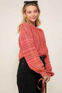 Acid Wash Round Neck Sweater - Happily Ever Atchison Shop Co.