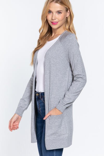 ACTIVE BASIC Open Front Long Sleeve Cardigan - Happily Ever Atchison Shop Co.