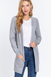 ACTIVE BASIC Open Front Long Sleeve Cardigan - Happily Ever Atchison Shop Co.