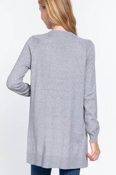 ACTIVE BASIC Open Front Long Sleeve Cardigan - Happily Ever Atchison Shop Co.