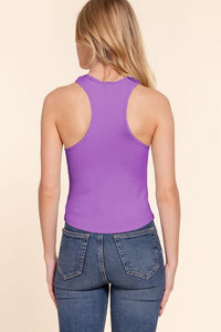 ACTIVE BASIC Ribbed Round Neck Racerback Seamless Tank - Happily Ever Atchison Shop Co.