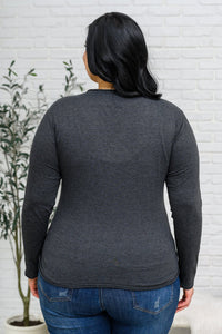 Alpine Raw Edge Long Sleeve Tee in Charcoal - Happily Ever Atchison Shop Co.
