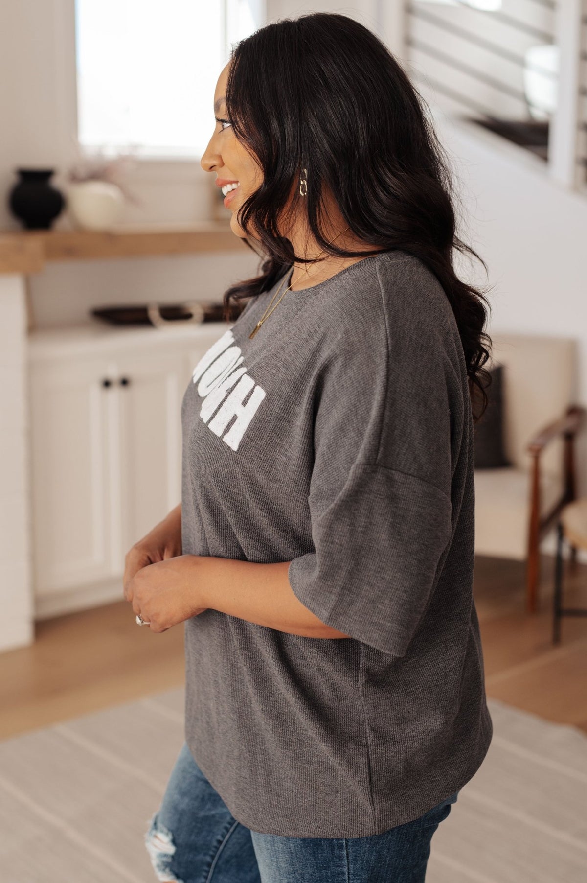 Always Enough Graphic Tee in Charcoal - Happily Ever Atchison Shop Co.