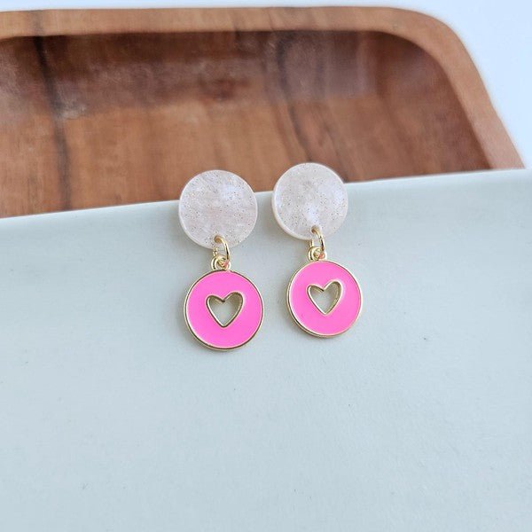 Amora Heart Earrings - Pink - Happily Ever Atchison Shop Co.