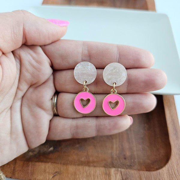 Amora Heart Earrings - Pink - Happily Ever Atchison Shop Co.