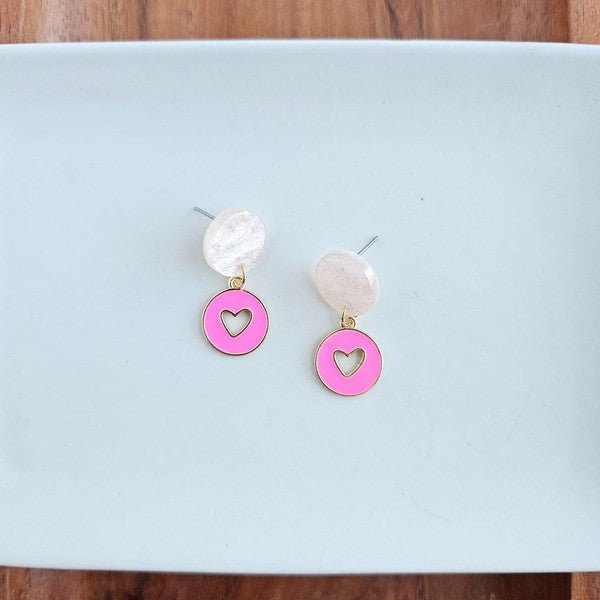 Amora Heart Earrings - Pink - Happily Ever Atchison Shop Co.