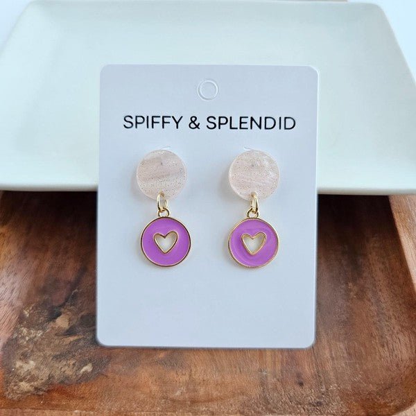 Amora Heart Earrings - Purple - Happily Ever Atchison Shop Co.