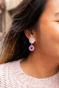 Amora Heart Earrings - Purple - Happily Ever Atchison Shop Co.