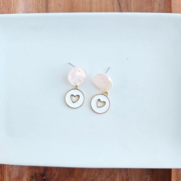 Amora Heart Earrings - White - Happily Ever Atchison Shop Co.