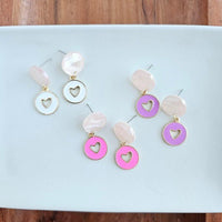 Amora Heart Earrings - White - Happily Ever Atchison Shop Co.