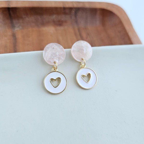 Amora Heart Earrings - White - Happily Ever Atchison Shop Co.