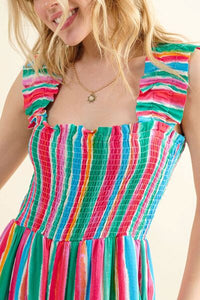 And The Why Full Size Striped Smocked Sleeveless Jumpsuit - Happily Ever Atchison Shop Co.