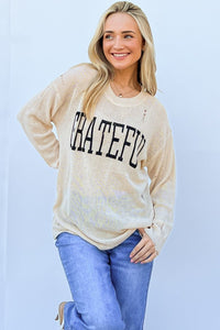 And The Why GRATEFUL Long Sleeve Knit Top - Happily Ever Atchison Shop Co.