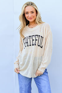 And The Why GRATEFUL Long Sleeve Knit Top - Happily Ever Atchison Shop Co.