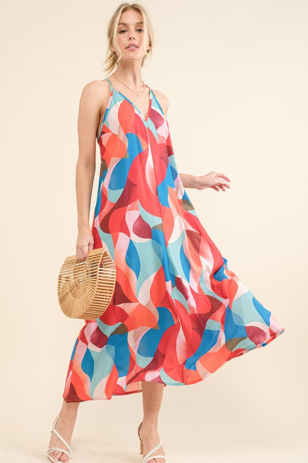 And the Why Printed Crisscross Back Cami Dress - Happily Ever Atchison Shop Co.