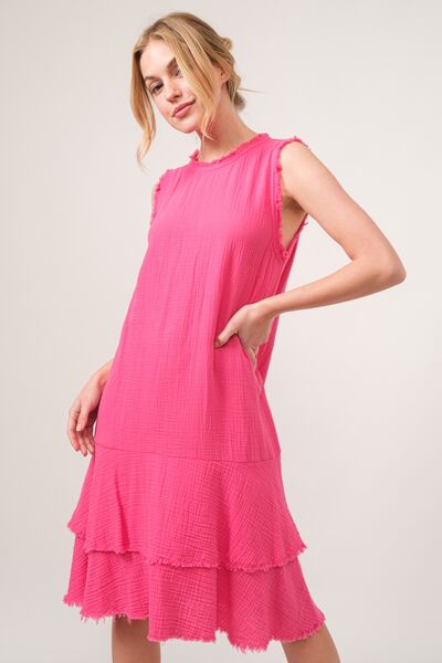 And The Why Washed Fringe Detail Tiered Dress - Happily Ever Atchison Shop Co.