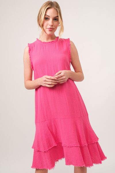 And The Why Washed Fringe Detail Tiered Dress - Happily Ever Atchison Shop Co.