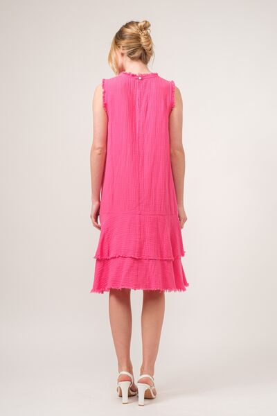 And The Why Washed Fringe Detail Tiered Dress - Happily Ever Atchison Shop Co.